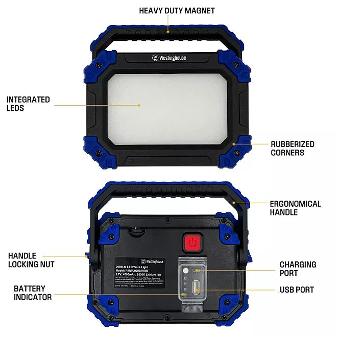 2000 Lumen LED Rechargeable Portable Work Light