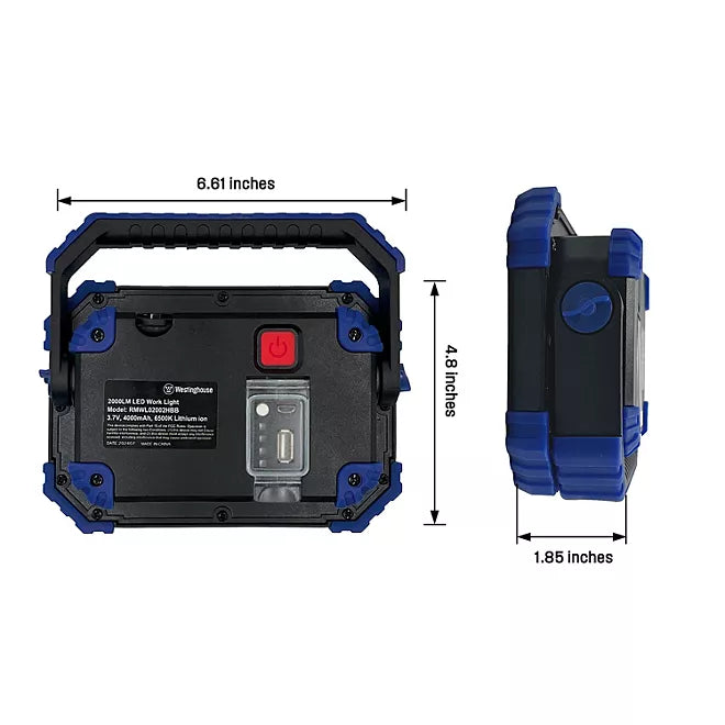 2000 Lumen LED Rechargeable Portable Work Light