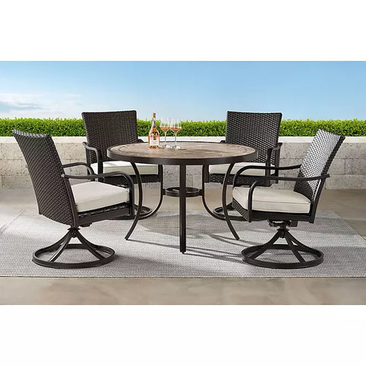 Heritage Round Dining Set with Sunbrella Fabric