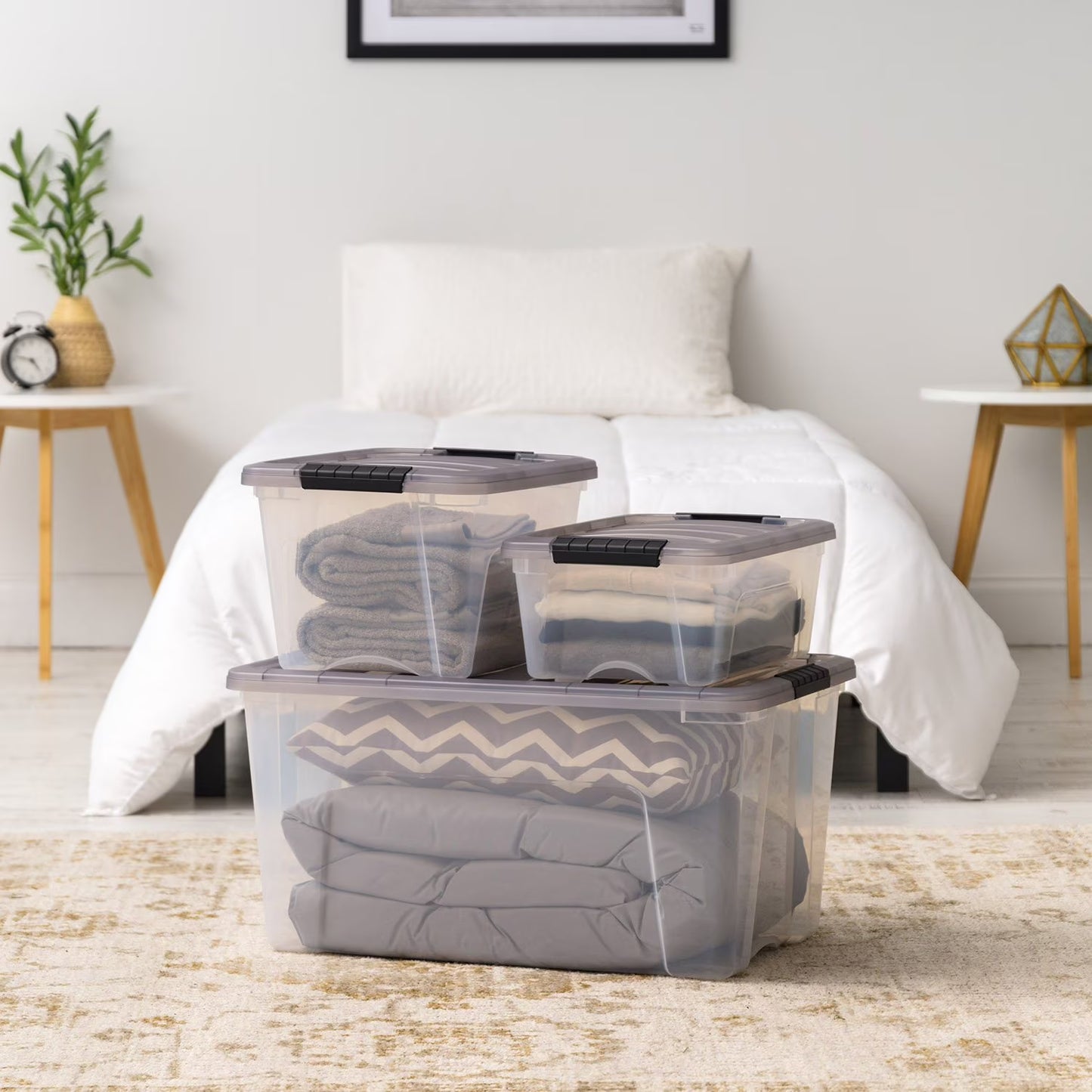 Stack & Pull 13 Quart Clear Plastic Storage Box