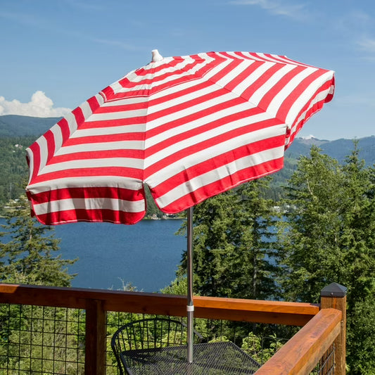 6' Italian Acrylic Striped Patio Umbrella
