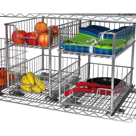 EcoStorage 2-tier Wire Drawer with Slides, 2-pack