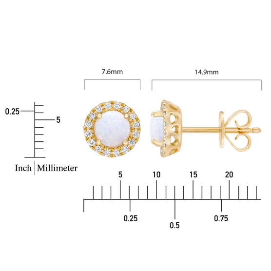 Australian Opal and Diamond 14kt Yellow Gold Earrings