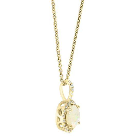 Australian Opal and Diamond 14kt Yellow Gold Pendant
