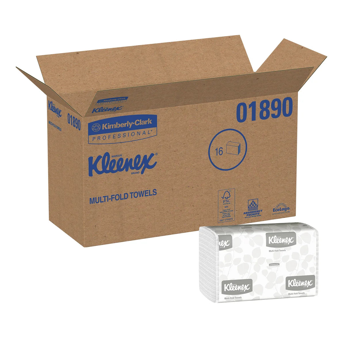 Kleenex 1-Ply White Multifold Paper Towels, 2400 Towels (16 Packs)