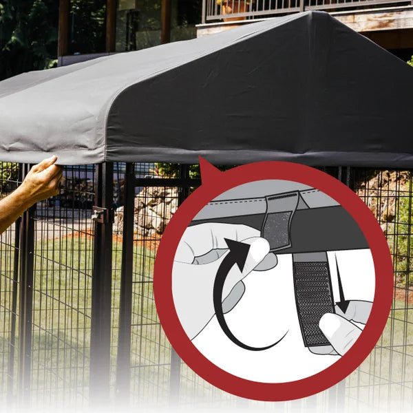 Lucky Dog STAY Series Presidential Dog Kennel 10'x10' with Privacy Screen