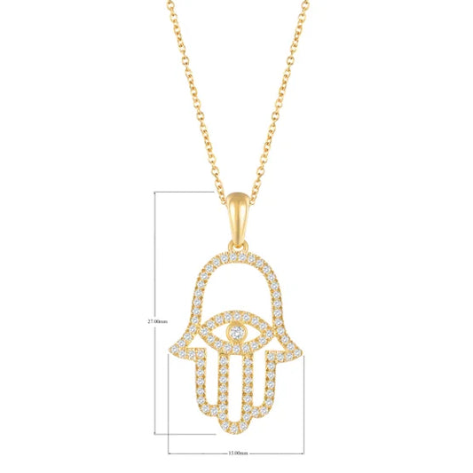 0.22 ctw VS2 Clarity, I Color Diamond 14kt Yellow Gold Hamsa Pendant