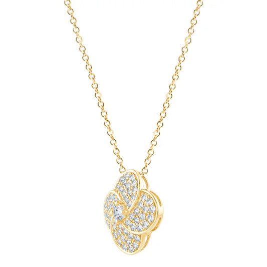 Round Brilliant 0.50 ctw VS2 Clarity, I Color Diamond 14kt Yellow Gold Flower Pendant