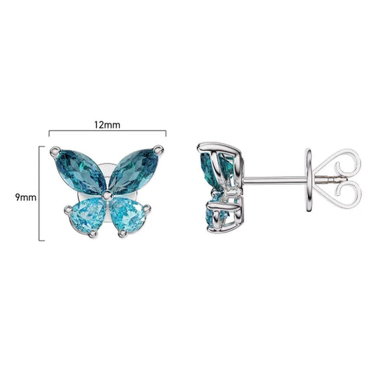 London Blue Topaz & Swiss Blue Topaz 14kt White Gold Earrings