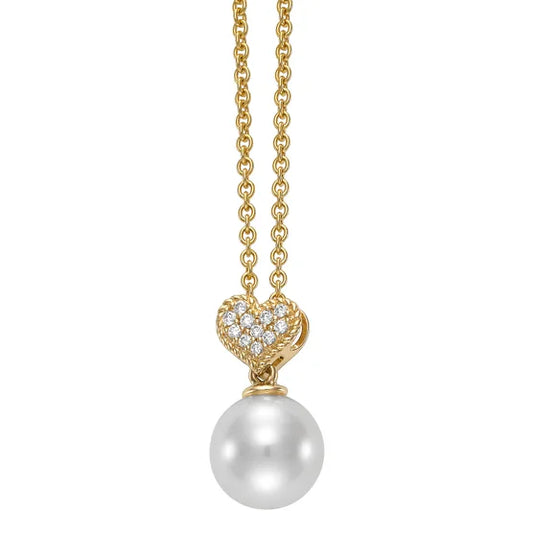 8-8.5mm Pearl & Diamond 14kt Yellow Gold Pendant