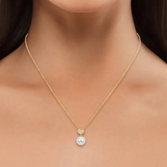 8-8.5mm Pearl & Diamond 14kt Yellow Gold Pendant