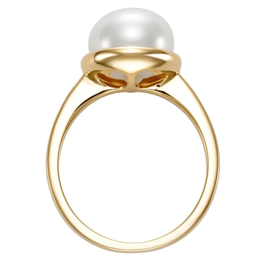 Freshwater Cultured 9-10mm Pearl 14kt Yellow Gold Bezel Ring