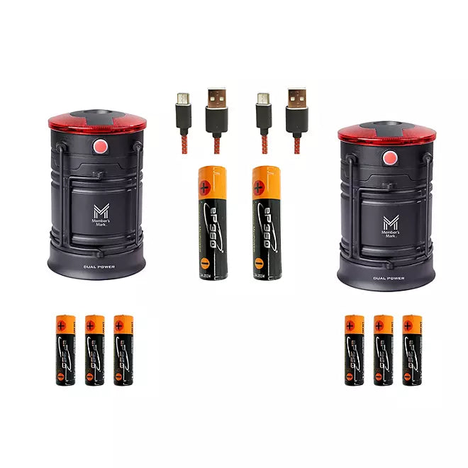 Dual Power LED Lanterns – 2-Pack, 200 Lumens