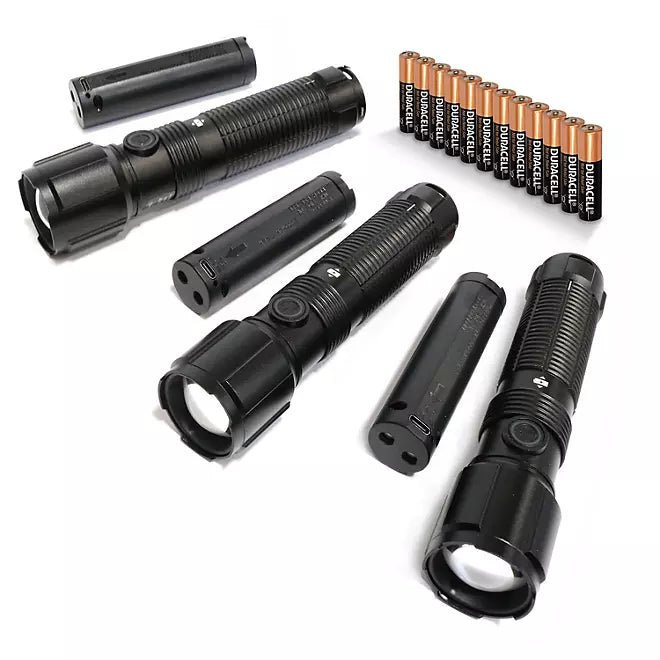 3-Piece 1700-Lumen Dual-Power LED Flashlight Set
