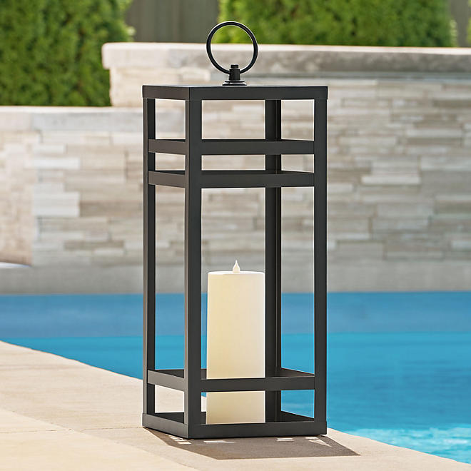 Becki Owens Pillar Black Lantern (28") with LED Flameless Candle