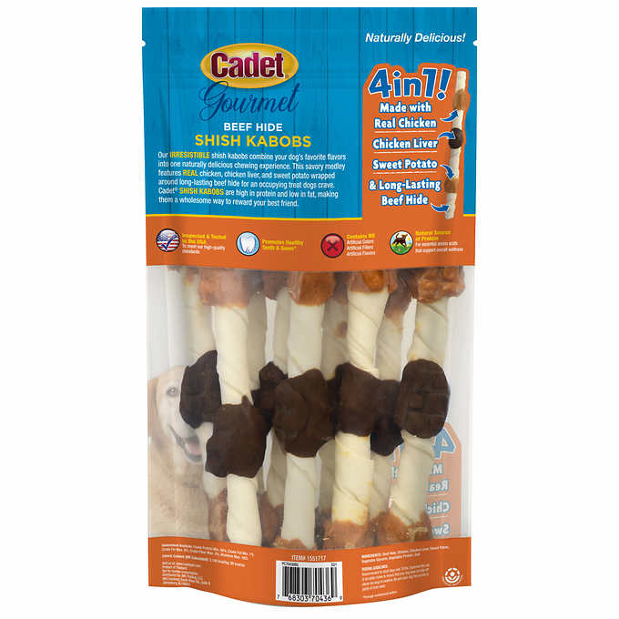 Cadet Triple Flavored X-Large Shish Kabob Dog Treats, 10-count, 2-pack