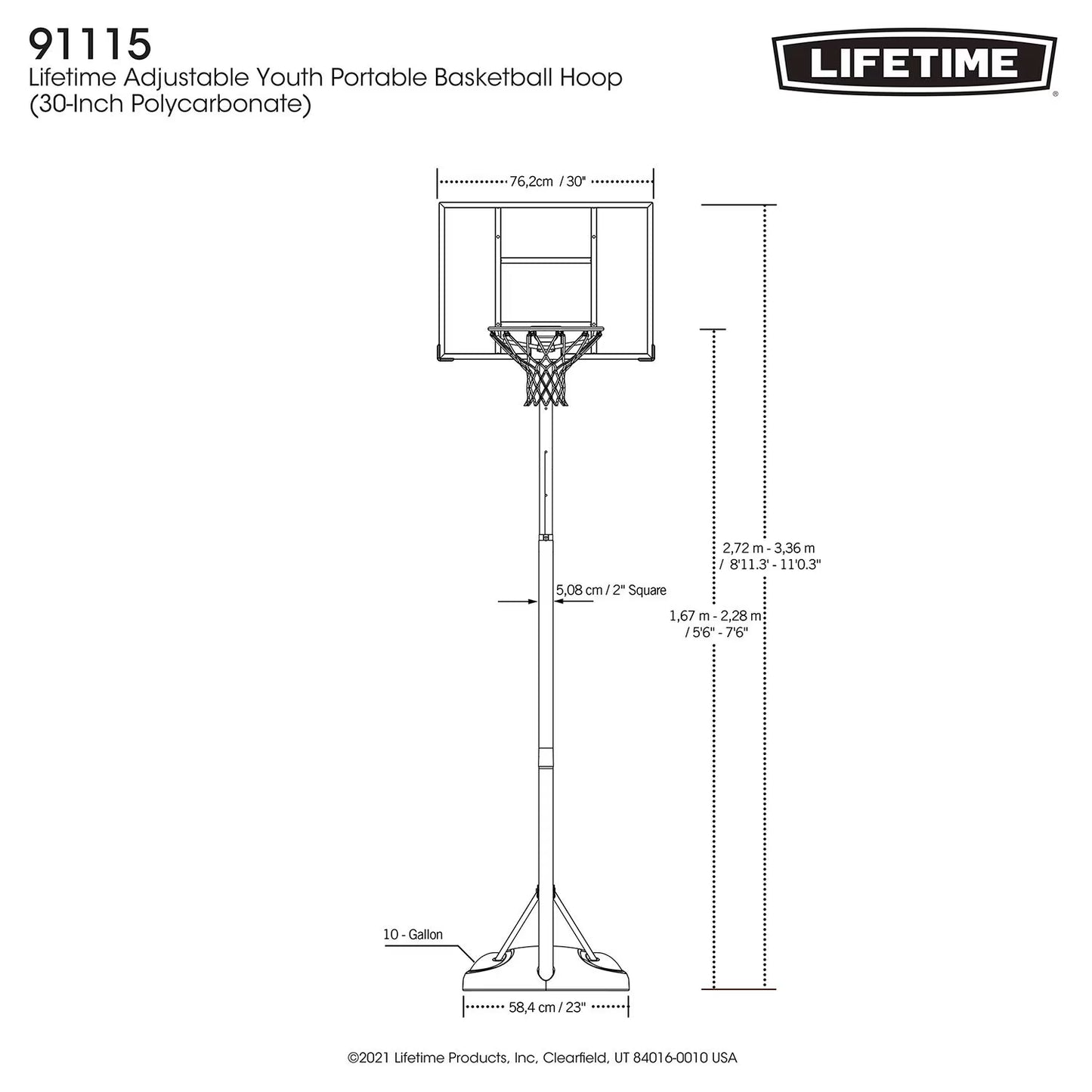 30" Polycarbonate Portable Youth Basketball Hoop