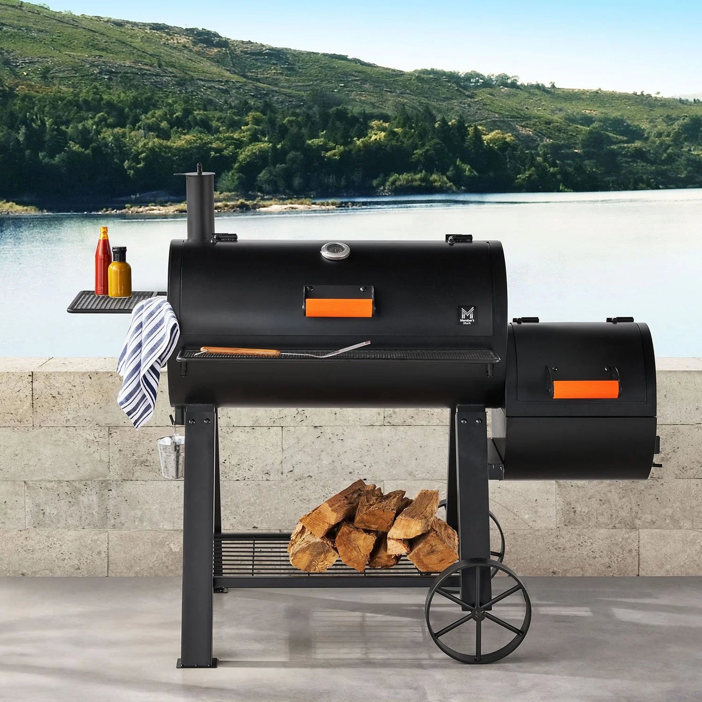 Barrel Grill With Offset Smoker 35"