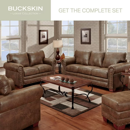 Buckskin Nailhead 4-Piece Living Room Set