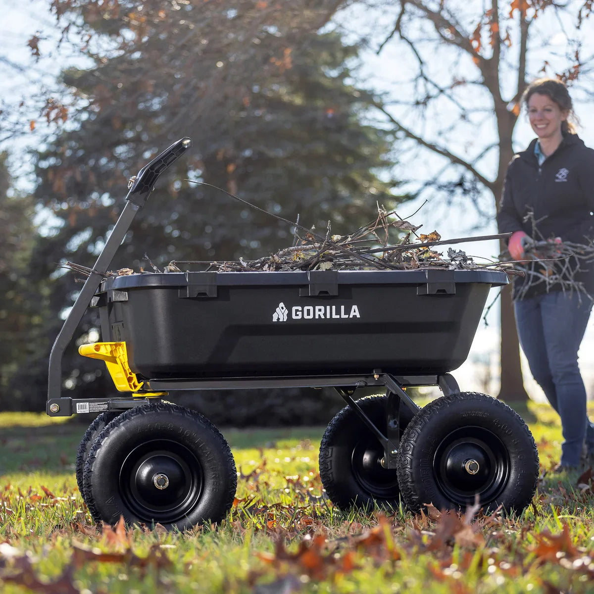 Gorilla 9 Cu. Ft. Heavy Duty Poly Dump Cart with Flat Free Tires