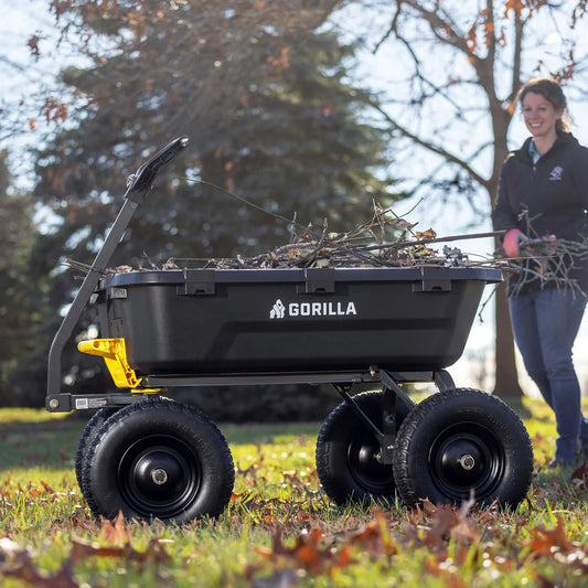 Gorilla 9 Cu. Ft. Heavy Duty Poly Dump Cart with Flat Free Tires