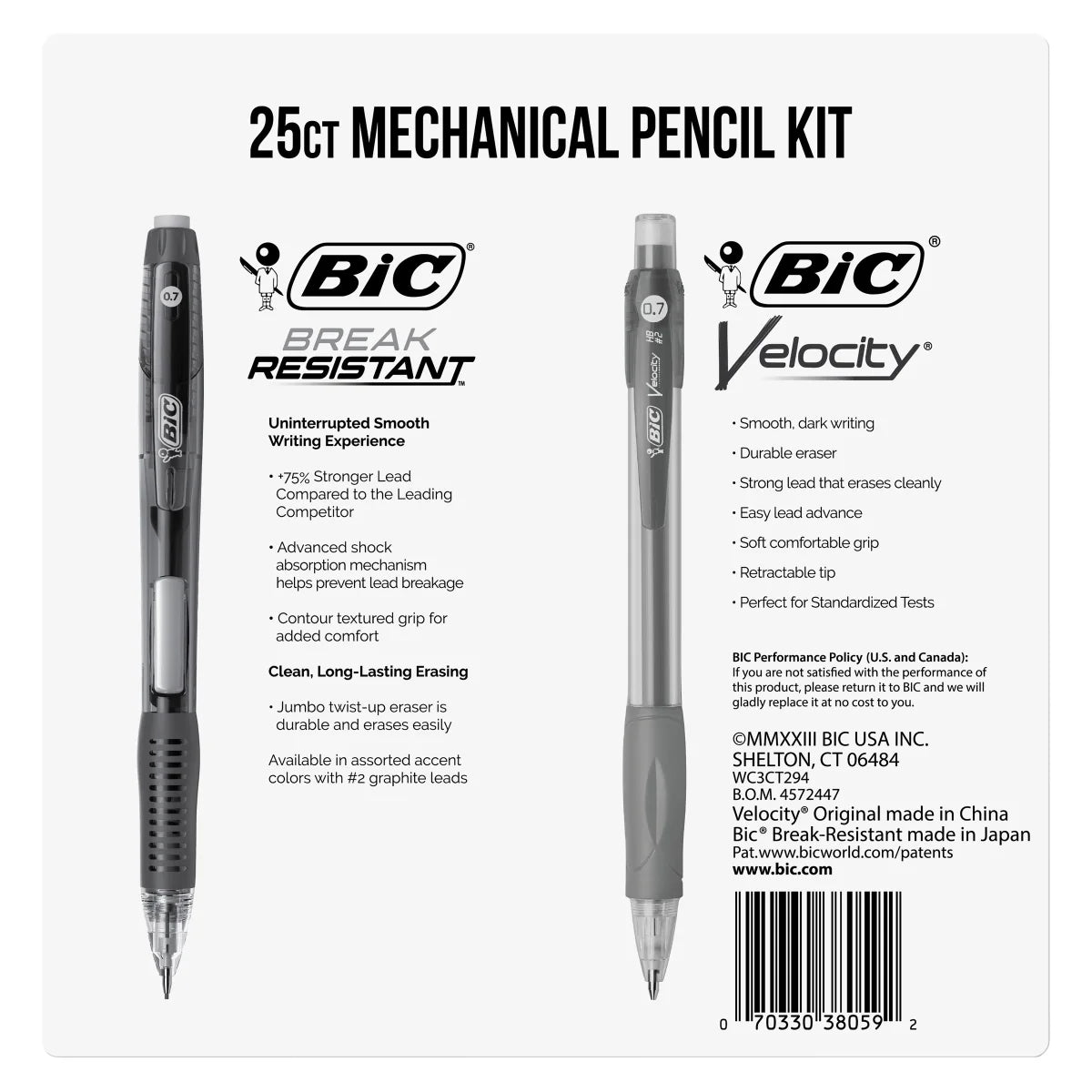 BIC Mechanical Pencil Set – 25 Pack (24 Velocity + 1 Break-Resistant, 0.7mm Lead)