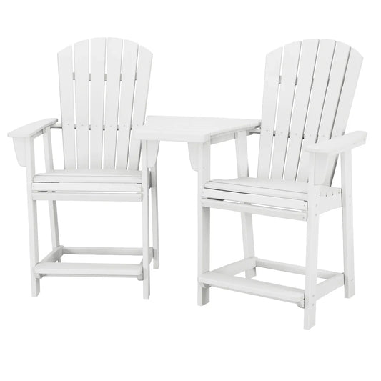 Polywood Portside 3-piece Shellback Counter Chair Set with Connecting Table