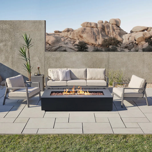 Rectangle Steel Propane or Natural Gas Fire Pit Table Real - Flame Monaco 70"