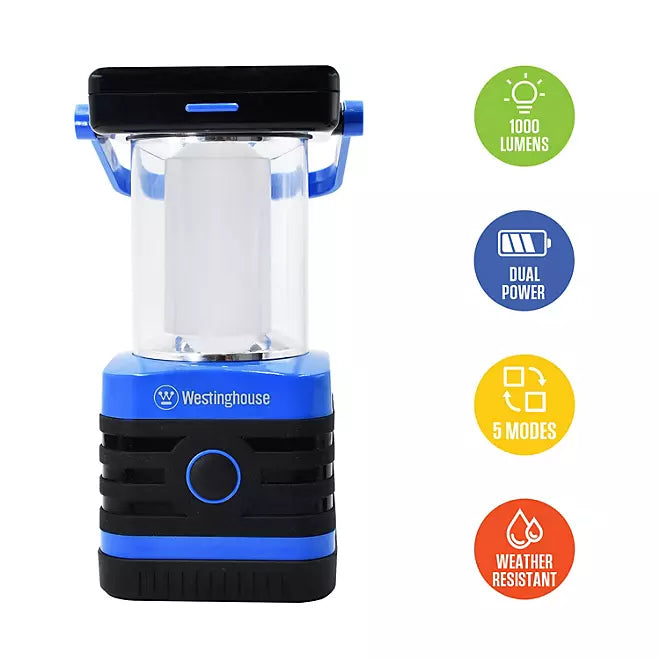 Westinghouse Solar Rechargeable LED Portable Lanterns – 2-Pack, 1000 Lumens