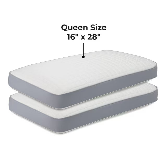 Luxury Resort Queen Memory Foam Pillow with Cooling Cover, Set of 2