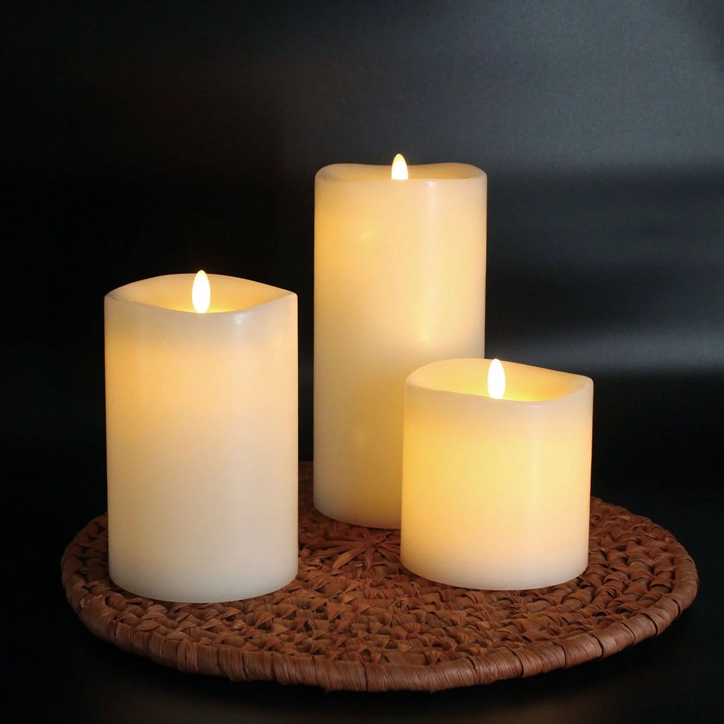 Flameless Moving LED Wax Candles, Set of 3