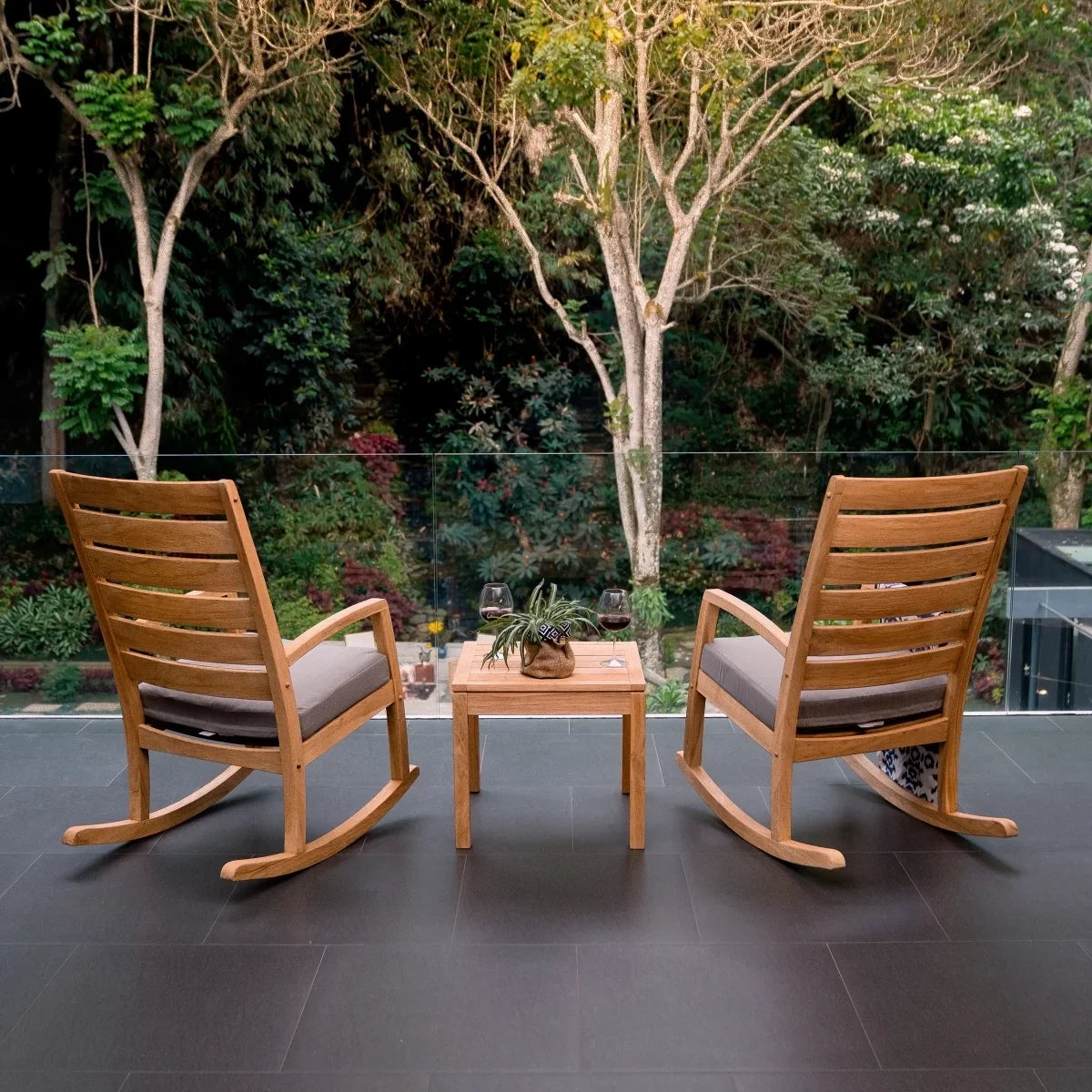 Cambridge Casual Marino 3-piece Teak Rocking Chair Set