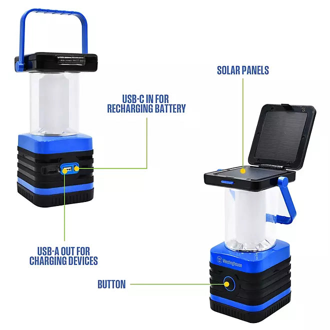 Westinghouse Solar Rechargeable LED Portable Lanterns – 2-Pack, 1000 Lumens