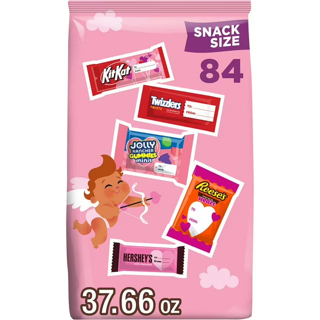 Valentine Assorted Flavored Snack Size Candy, 84 pcs.
