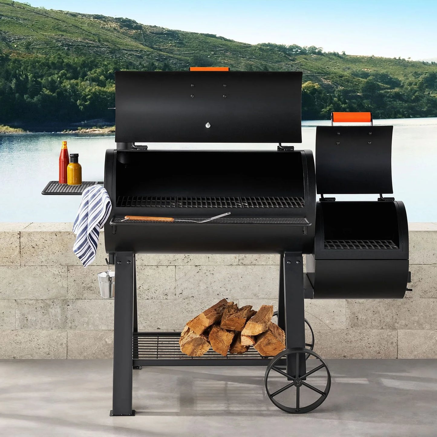 Barrel Grill With Offset Smoker 35"