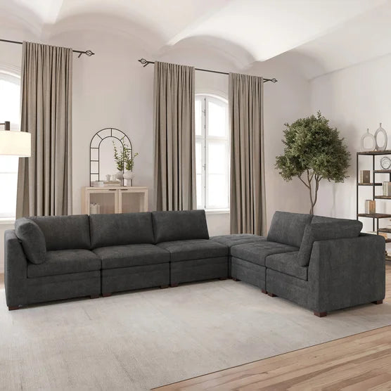 Tisdale Modular Sectional 6-piece Dark Gray with Storage Ottoman
