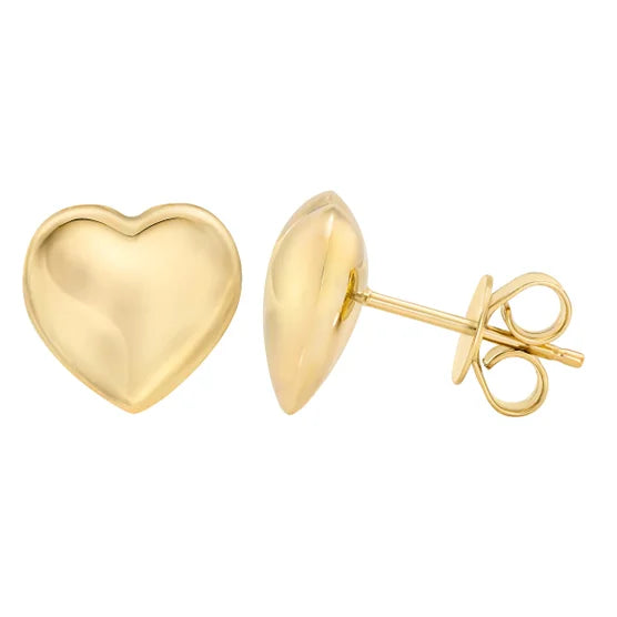 14kt Gold High Polish Puffed Heart Stud Earrings