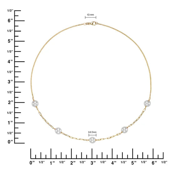 Freshwater Cultured 8-8.5mm Pearl 14kt Yellow Gold Necklace