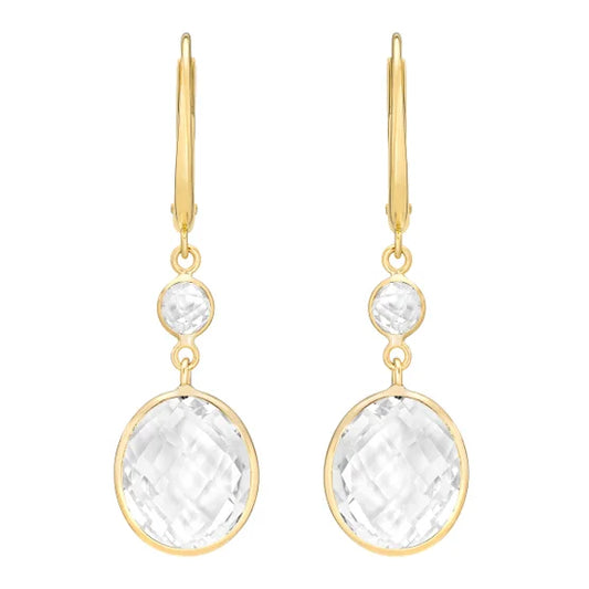 White Topaz 14kt Yellow Gold Dangle Earrings
