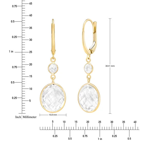 White Topaz 14kt Yellow Gold Dangle Earrings
