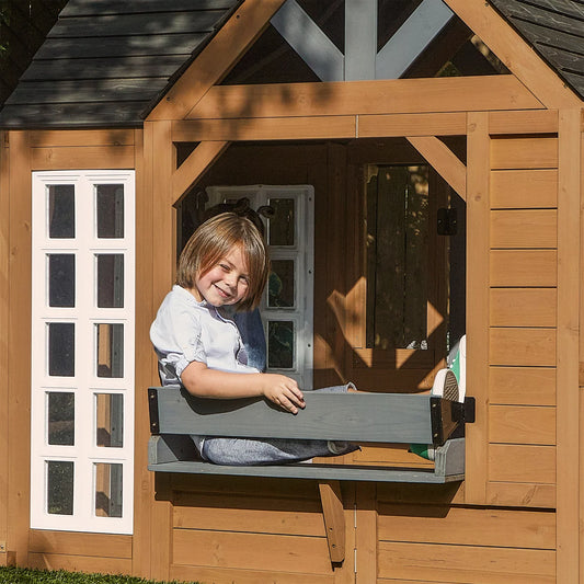 KidKraft Atrium Wooden Breeze Outdoor Playhouse with Play Kitchen & Sunroom