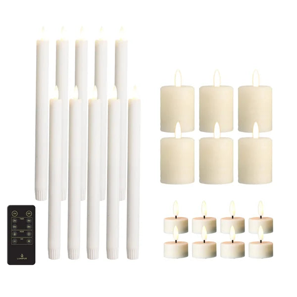 LumiPur Signature 25-Piece Flameless LED Candles Centerpiece Collection with Remote