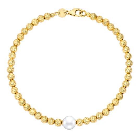 Freshwater Cultured 7.5-8mm Pearl Bracelet With 14kt Yellow Gold Clasp