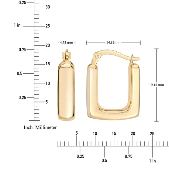 14kt Yellow Gold Square Hoop Earrings
