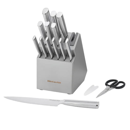15-piece Knife Block Set with Built-in Sharpener