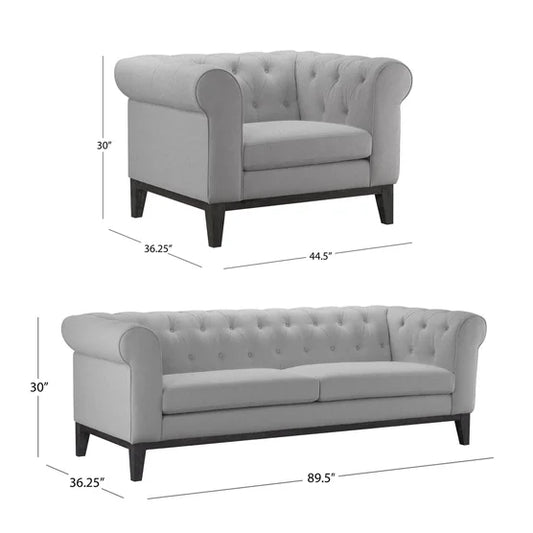 Gwen Fabric Chesterfield 2-piece Set, Sofa and Chair