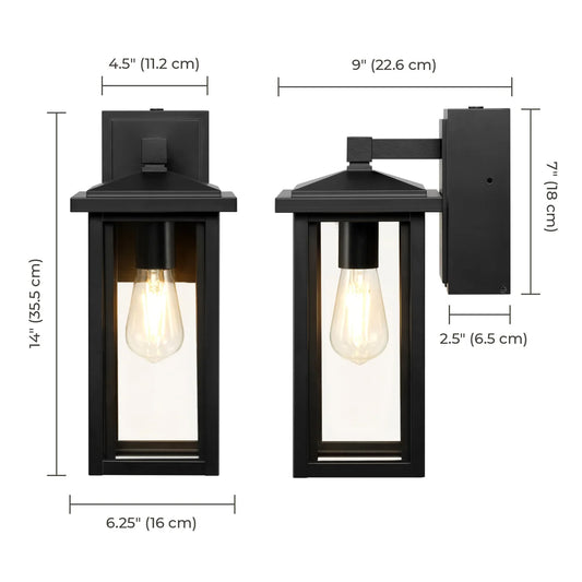Globe Electric 14" Matte Black Outdoor Wall Light with GFCI Outlet