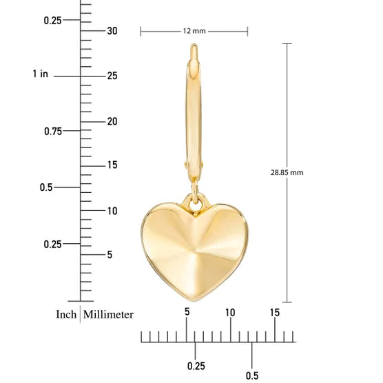 14kt Yellow Gold Pyramid Heart Earrings