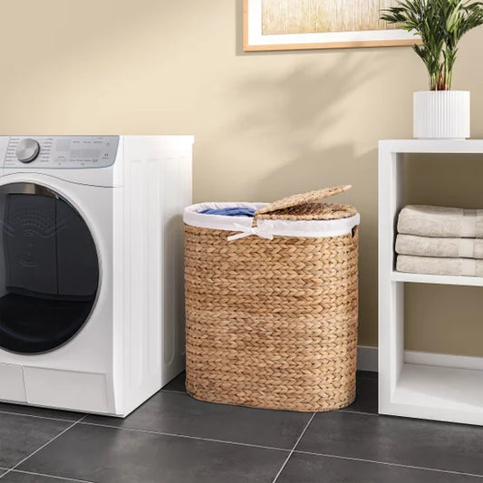 Handwoven Water Hyacinth Laundry Hamper