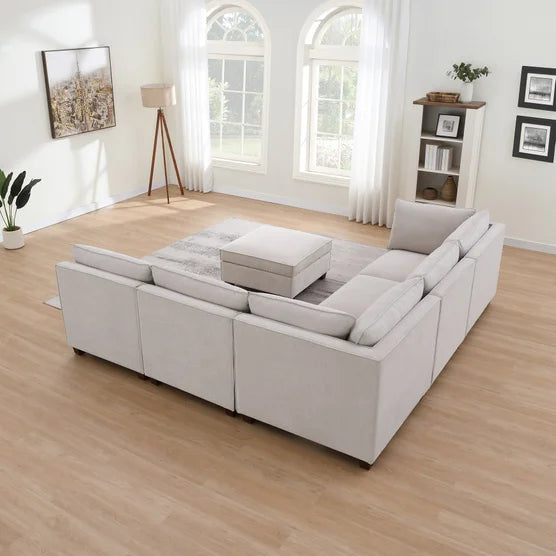 6-piece Fabric Modular Sectional with Storage Ottoman